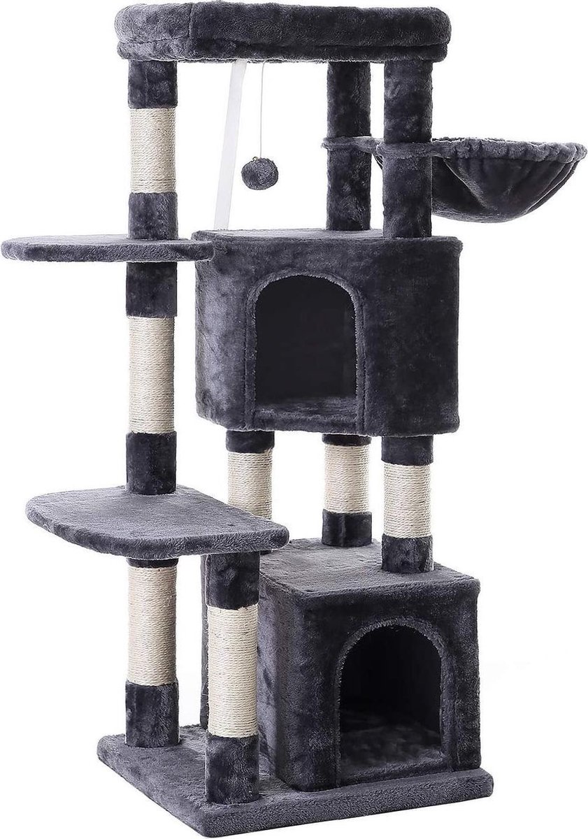 Nancy's Kattentoren - Verstelbare Kattenboom - Kattenhuis - Kat - Krabpaal - Grijs - 120cm