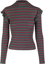 Urban Classics Longsleeve top -2XL- Striped Volan Groen/Rood