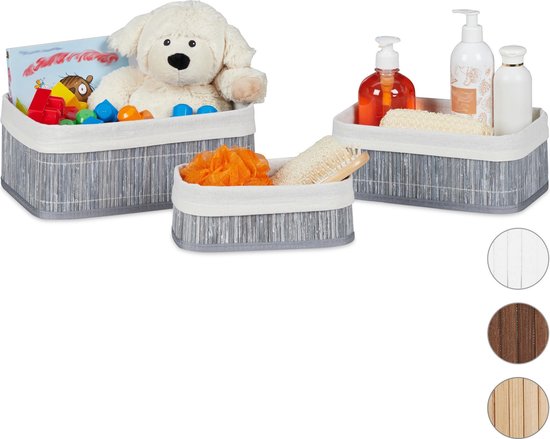 Opbergmand bamboe set van 3 wit HIER kopen Opbergmand bamboe set van 3 wit HIER kopen