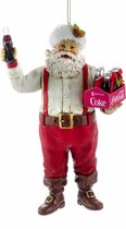Kerstman met een sixpack coca-cola ornament. Hoogte: 12,5 cm.