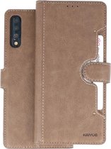 KAIYUE - Luxe Portemonnee Hoesje - Pasjeshouder Telefoonhoesje - Wallet Case - Geschikt voor Samsung Galaxy A70 - Grijs