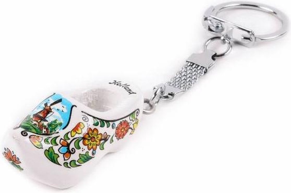 Sleutelhanger Klomp Enkel Holland Wit 4 Cm - Souvenir