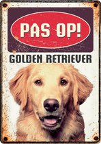 Plenty gifts waakbord blik golden retriever 15x21 cm