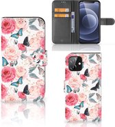 Smartphone Hoesje iPhone 12 | 12 Pro (6.1") Flipcase Cadeautjes voor Moederdag Butterfly Roses