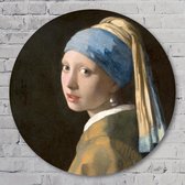 Muurcirkel ⌀ 40 cm - Meisje met de parel – Johannes Vermeer - Aluminium Dibond - Mensen - Rond Schilderij - Wandcirkel - Wanddecoratie