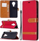 Denim Book Case - Nokia 5.3 Hoesje - Rood