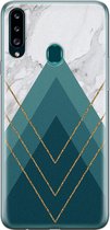 Samsung Galaxy A20s hoesje siliconen - Geometrisch blauw - Soft Case Telefoonhoesje - Print / Illustratie - Blauw