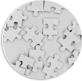 Forex Wandcirkel - Witte Puzzelstukjes  - 20x20cm Foto op Wandcirkel (met ophangsysteem)
