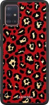 Samsung A51 hoesje - Luipaard rood | Samsung Galaxy A51 case | Hardcase backcover zwart