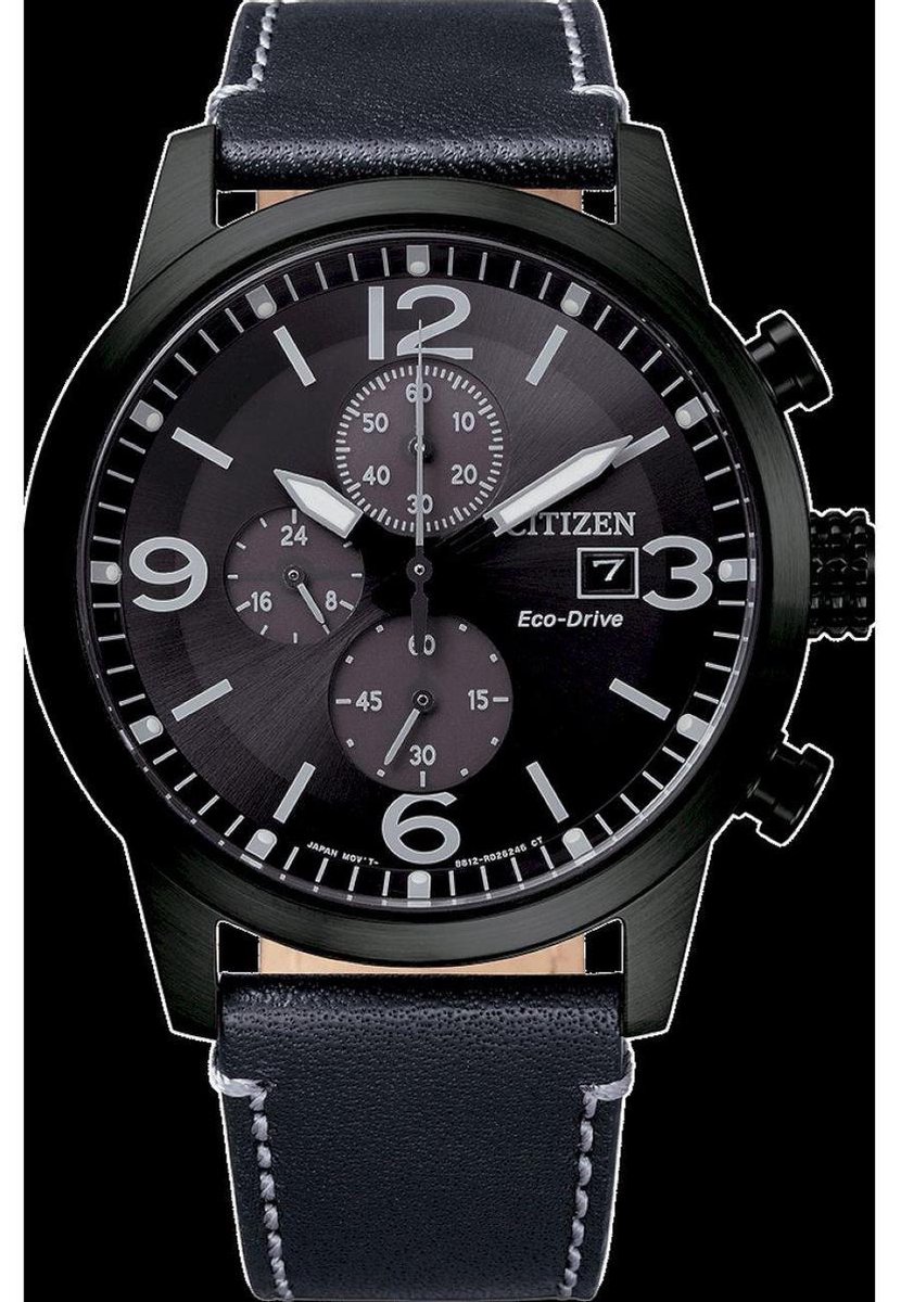 Citizen Hau Horloge - Citizen heren horloge - Zwart - diameter 43 mm - kleur gecoat roestvrij staal