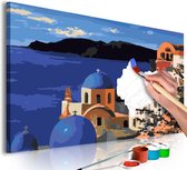 Doe-het-zelf op canvas schilderen - Santorini 60x40 ,  Europese kwaliteit, cadeau idee