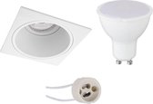 LED Spot Set - Aigi - Pragmi Minko Pro - GU10 Fitting - Inbouw Vierkant - Mat Wit - 6W - Warm Wit 3000K - Verdiept - 90mm - BSE