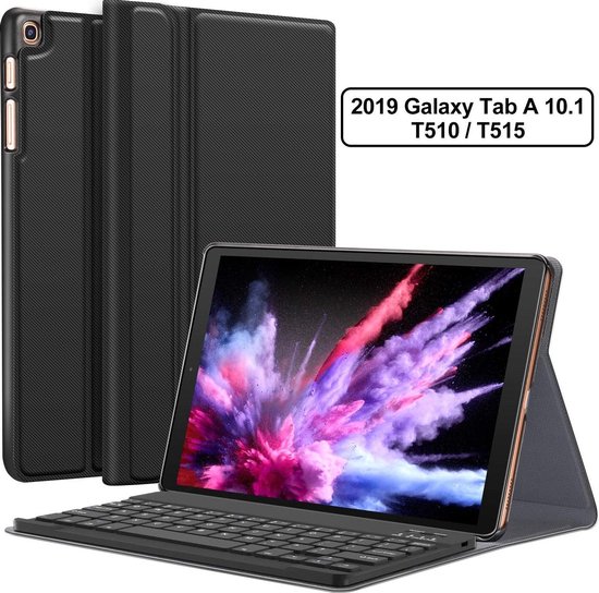 Clavier Détachable avec Supporter Multi-Angle Housse en PU pour Galaxy Tab A 10.1 2019 SM-T510 SM-T515 Noir AZERTY Layout Happon Clavier Coque pour Galaxy Tab A 10.1 2019 SM-T510 SM-T515, 
