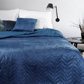 Luxe bed_deken_Brulo_Polyester_sprei_170x210 cm_Gewicht-150+100+65 GSM__Donker blauw