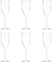 Set van 12x stuks champagneglazen/prosecco flutes wit 150 ml onbreekbaar herbruikbaar kunststof - Champagne serveren - Champagneflutes - Champagneglazen