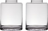 Set van 2x stuks transparante luxe stijlvolle vaas/vazen van glas 30 x 23 cm - Bloemen/boeketten vaas voor binnen gebruik