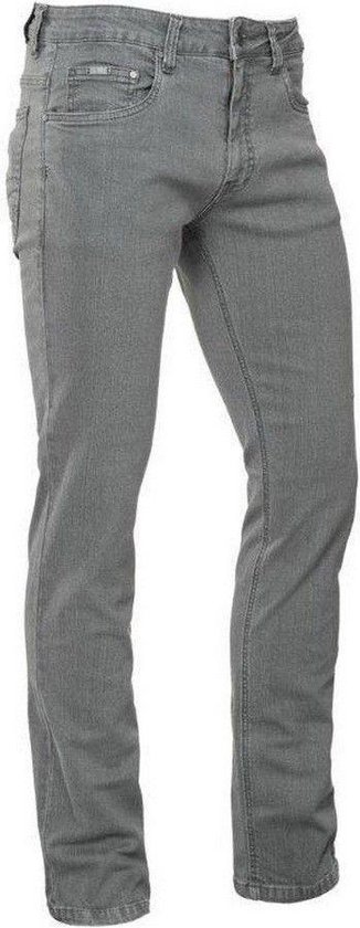 Grijze Slim Fit Heren Jeans met Scheuren - Black-Leo.nl