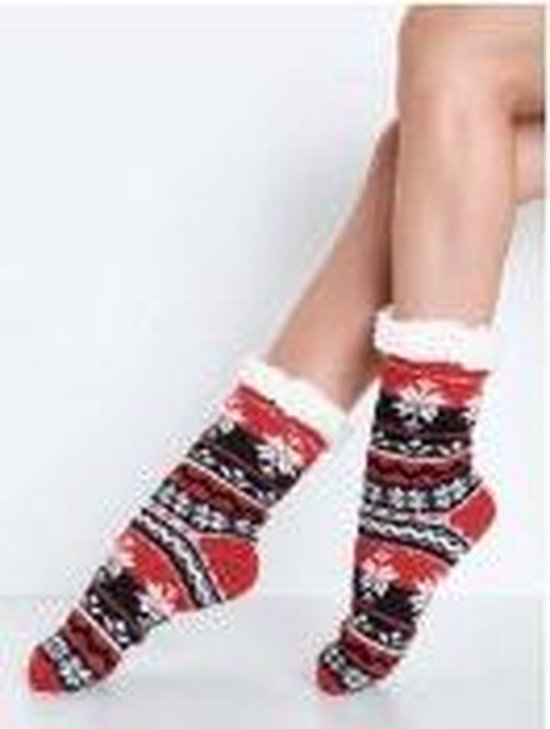 laat staan technisch niet verwant Teddy kachel sokken | kerst print | rood | bol.com