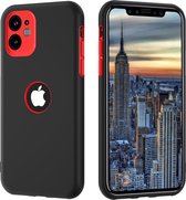 dubbellaags siliconen hoesje geschikt voor Apple iPhone 11 - zwart-rood