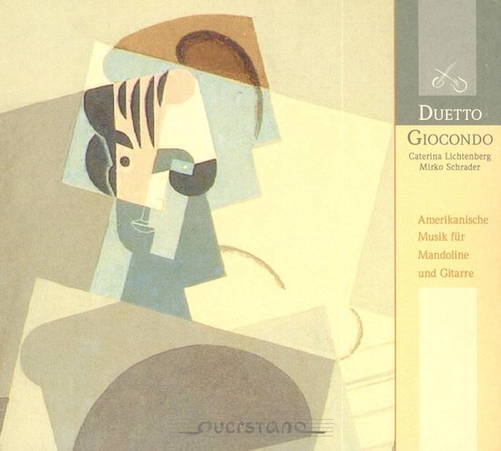 Albumhoes 'Duetto Giocondo' met abstracte afbeelding van een gezicht en tekst 'Amerikanische Musik für Mandoline und Gitarre'.