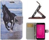 Samsung J4 2018 Hoesje Wallet Case Zwarte Paard