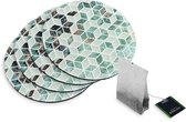 4 Rubberen Onderzetters - Design Groen Hexagon Marmer - Rond