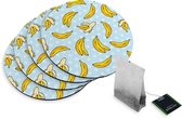 4 Rubberen Onderzetters - Design Banana - Rond