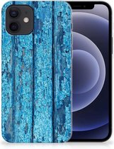 Backcase Siliconen Hoesje iPhone 12 | 12 Pro (6.1") Telefoonhoesje Wood Blue