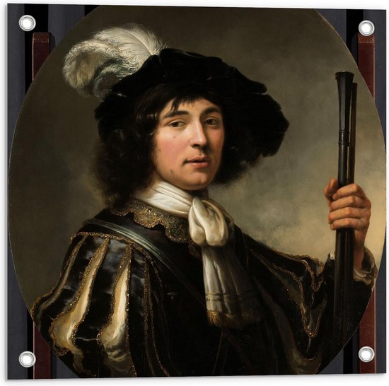 Tuinposter – Oude meesters - Portret van een jonge man, Aelbert Cuyp, 1640 - 1660 - 50x50cm Foto op Tuinposter  (wanddecoratie voor buiten en binnen)