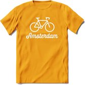 Amsterdam Fiets Stad T-Shirt | Souvenirs Holland Kleding | Dames / Heren / Unisex Koningsdag shirt | Grappig Nederland Fiets Land Cadeau | - Geel - 3XL