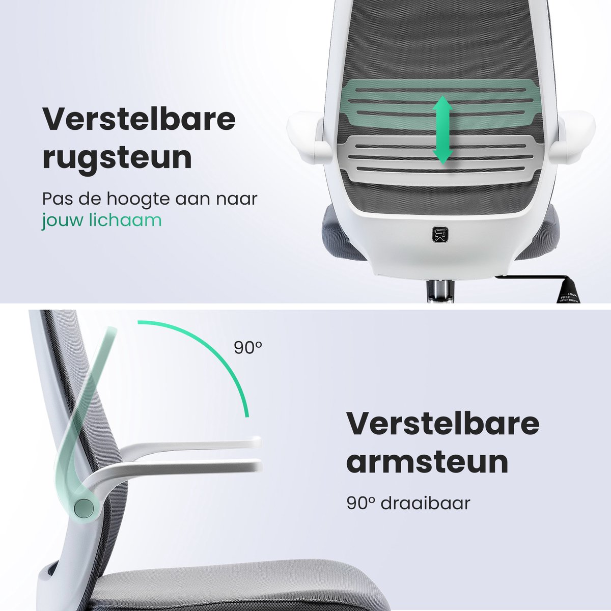 Ergonomische Bureaustoel Comfort Grijs met Wieltjes - afbeelding 3