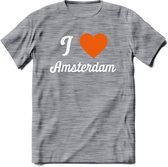 I Love Amsterdam T-Shirt | Souvenirs Holland Kleding | Dames / Heren / Unisex Koningsdag shirt | Grappig Nederland Fiets Land Cadeau | - Donker Grijs - Gemaleerd - XXL