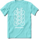 Amsterdam Fiets Stad T-Shirt | Souvenirs Holland Kleding | Dames / Heren / Unisex Koningsdag shirt | Grappig Nederland Fiets Land Cadeau | - Licht Blauw - XL