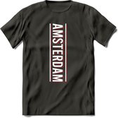 Amsterdam T-Shirt | Souvenirs Holland Kleding | Dames / Heren / Unisex Koningsdag shirt | Grappig Nederland Fiets Land Cadeau | - Donker Grijs - S