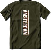 Amsterdam T-Shirt | Souvenirs Holland Kleding | Dames / Heren / Unisex Koningsdag shirt | Grappig Nederland Fiets Land Cadeau | - Leger Groen - XL