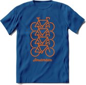 Amsterdam Fiets Stad T-Shirt | Souvenirs Holland Kleding | Dames / Heren / Unisex Koningsdag shirt | Grappig Nederland Fiets Land Cadeau | - Donker Blauw - 3XL