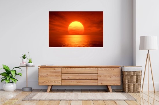 Impression sur Toile 150x100 cm - Décoration Murale Peinture - Motif Coucher de soleil mer - MuchoWow