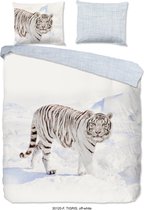 Good Morning Tigris Dekbedovertrek - Flanel - Eenpersoons - 140x200/220 cm - Off-white