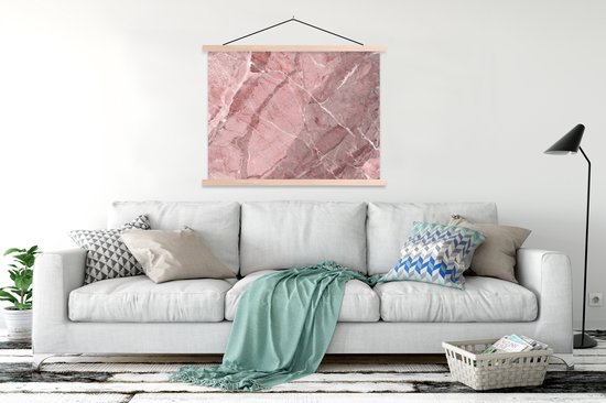 Porte-affiche avec affiche - Affiche scolaire - Rose - Granit - Pierres - Wit - 120x90 cm - Lattes transparentes