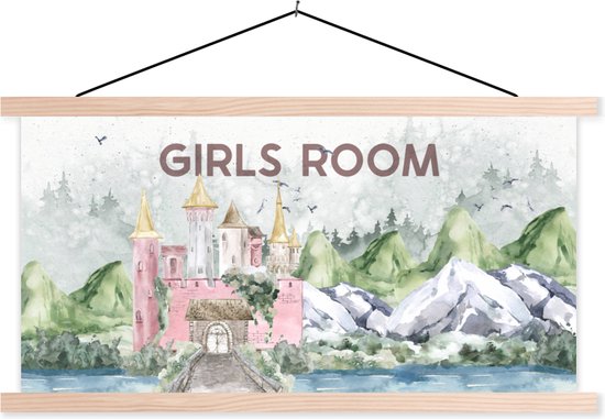 Posterhanger incl. Poster - Schoolplaat - Quotes - Girls room - Meisjes - Spreuken - Kids - Baby - Meisjes - 150x75 cm - Blanke latten