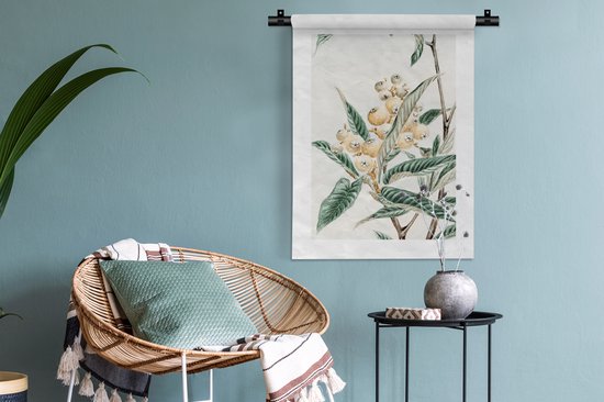 Tapisserie - Toile murale - Fruits - Feuilles - Japandi - 60x80 cm - Tapisserie