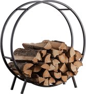 Mara Openhaard Hout Houder - Brandhout houder - Haartdhout Opslag - Metaal - 70 x 21 x 73 cm