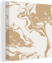 Canvas Schilderij Marmer - Beige - Wit - 20x20 cm - Wanddecoratie
