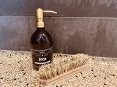 Zeepdispenser | Zeeppompje | Zeep | amber plastic | 500ml | Vintage label | Goud metaal pomp | PET