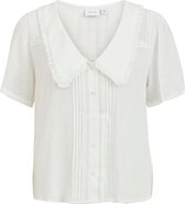 Vila VIKALLY V-NECK SS SHIRT - Cloud Dancer White