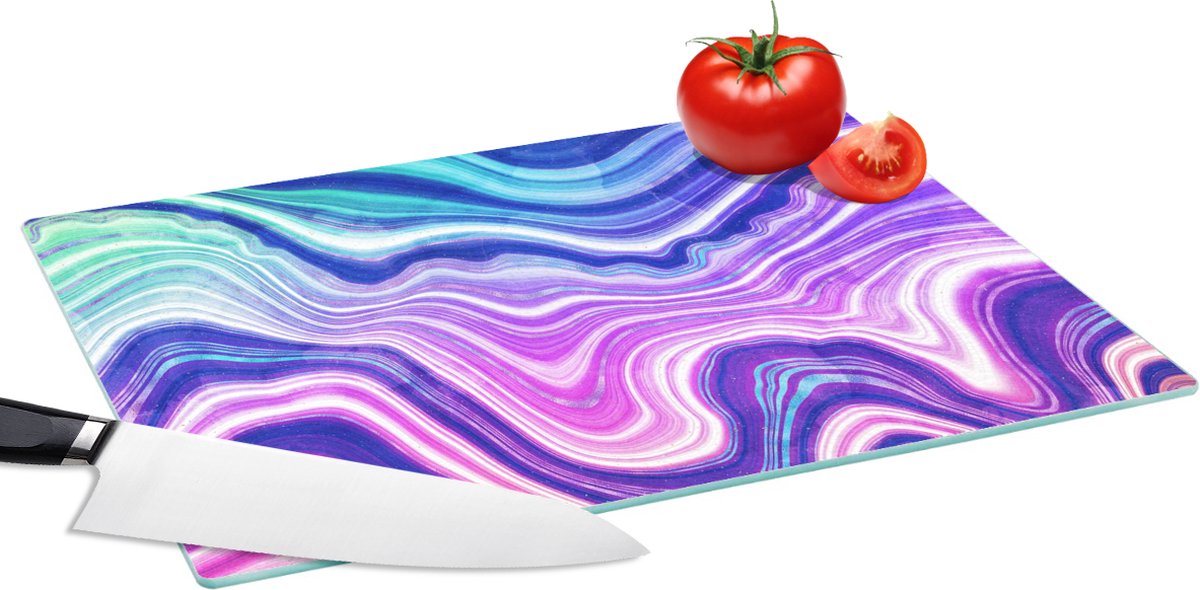 Glazen Snijplank - 39x28 - Marmer - Blauw - Patronen - Snijplanken Glas