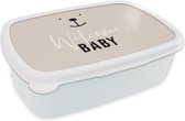 Broodtrommel Wit - Lunchbox - Brooddoos - Quotes - Welcome baby - Spreuken - Baby - Kids - Kinderen - 18x12x6 cm - Volwassenen
