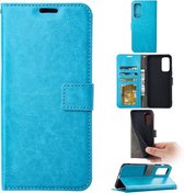 LuxeBass Telefoon Wallet Bookcase voor iPhone 12 Mini - Portemonnee telefoonhoesje voor Bankpassen - Kunstleer - Siliconen Houder - Magnetische sluiten - Turquoise - telefoonhoes -