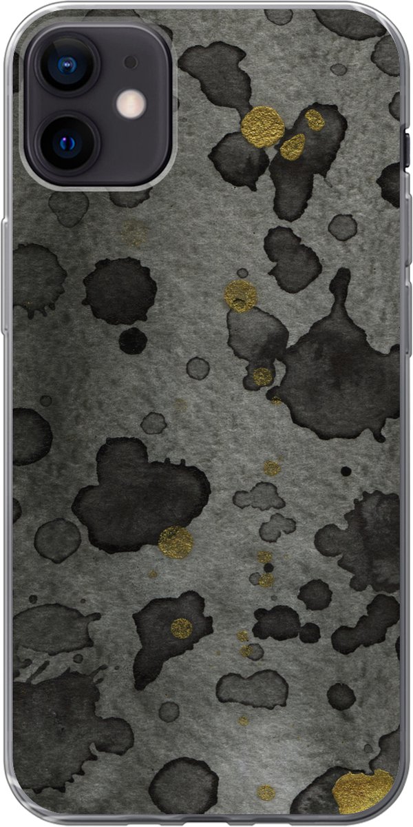 Telefoonhoesje Geschikt voor iPhone 12 mini hoesje - Beton print - Goud - Abstract - Siliconen Telefoonhoesje Telefoonhoesje