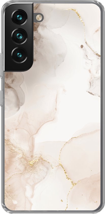 Coque Samsung Galaxy S22 - Marbre - Marron - Ligne - Coque de téléphone en Siliconen